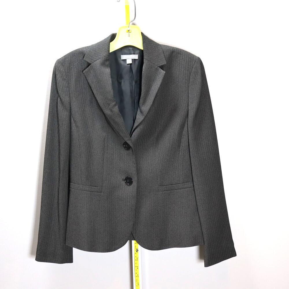 Ann Taylor Petites Gray Herringbone Blazer 8P Two Button‎ Career Jacket
